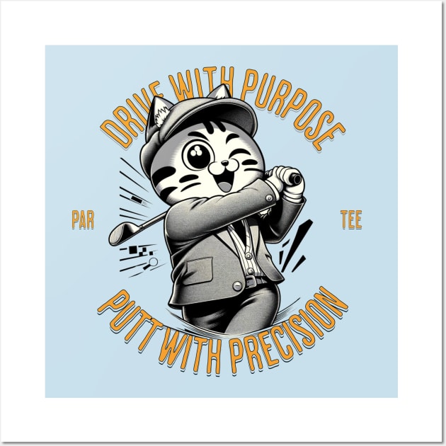 Precision Putter - Cat's Drive and Putt Golf Wall Art by Conversion Threads